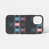 Coque iPhone 12 Mini rose bleu et gris géométrique (Verso Horizontal)