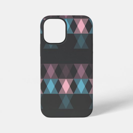 Coque iPhone 12 Mini rose bleu et gris géométrique (Verso)