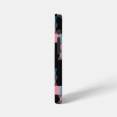 Coque iPhone 12 Mini rose bleu et noir géométrique (Côté gauche)