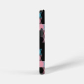 Coque iPhone 12 Mini rose bleu et noir géométrique (Côté droit)