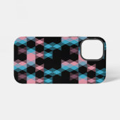 Coque iPhone 12 Mini rose bleu et noir géométrique (Verso Horizontal)