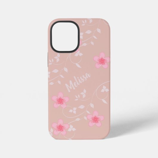Coque iPhone 12 Mini Rose Floral Beige (Verso)