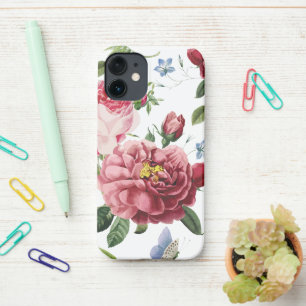 Coque iPhone 12 Mini Roses anglaises roses élégantes vintage romantique