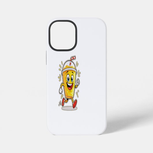 Coque iPhone 12 Mini **Running Juice Cup Cartoon – Fun Street Drink Cha (Verso)