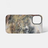 Coque iPhone 12 Mini Scène botanique de zèbres et lions dans une oasis (Verso Horizontal)