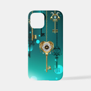 Coque iPhone 12 Mini Skeleton Keys on Green Background