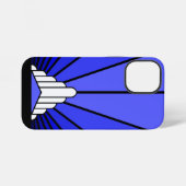Coque iPhone 12 Mini Soleil Art déco bleu (Verso Horizontal)