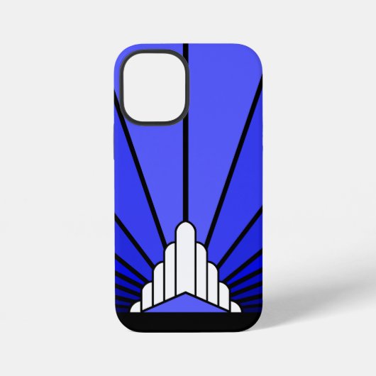 Coque iPhone 12 Mini Soleil Art déco bleu (Verso)