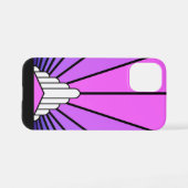 Coque iPhone 12 Mini Soleil Art déco en violet & rose (Verso Horizontal)