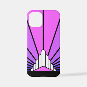 Coque iPhone 12 Mini Soleil Art déco en violet & rose