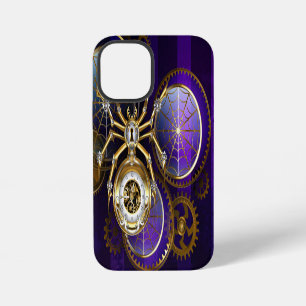 Coque iPhone 12 Mini Spider Steampunk sur Arrière - plan pourpre