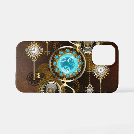 Coque iPhone 12 Mini Steampunk Rusty Background (Verso Horizontal)