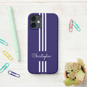 Coque iPhone 12 Mini Stripes de course à la mode moderne monogrammed
