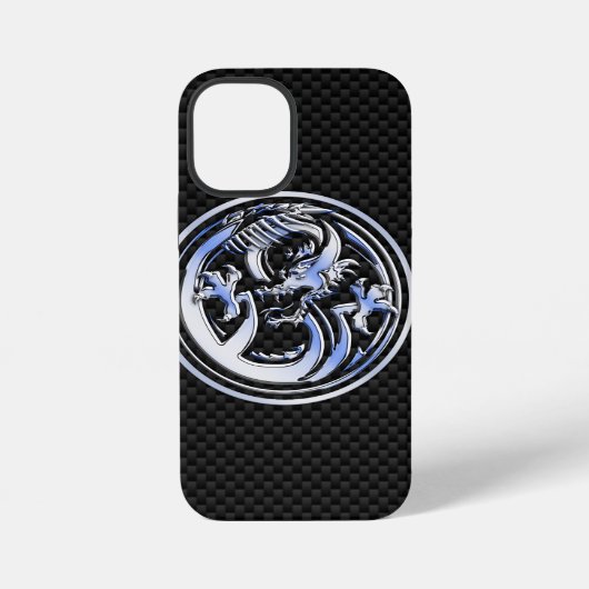 Coque iPhone 12 Mini Style Chrome Dragon Crest Impression en fibre de c (Verso)