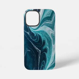 Coque iPhone 12 Mini Styliste bleu marbre or craquelé moderne
