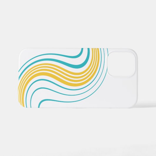 Coque iPhone 12 Mini Swirl simple - Turquoise et jaune (Verso Horizontal)