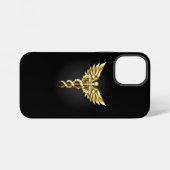 Coque iPhone 12 Mini Symbole caducee polygonale en or (Verso Horizontal)