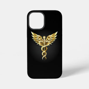 Coque iPhone 12 Mini Symbole caducee polygonale or