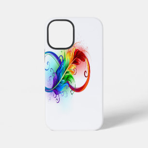 Coque iPhone 12 Mini Symbole d'infini avec plume arc-en-ciel