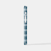 Coque iPhone 12 Mini Tartan en bleu et blanc (Côté gauche)