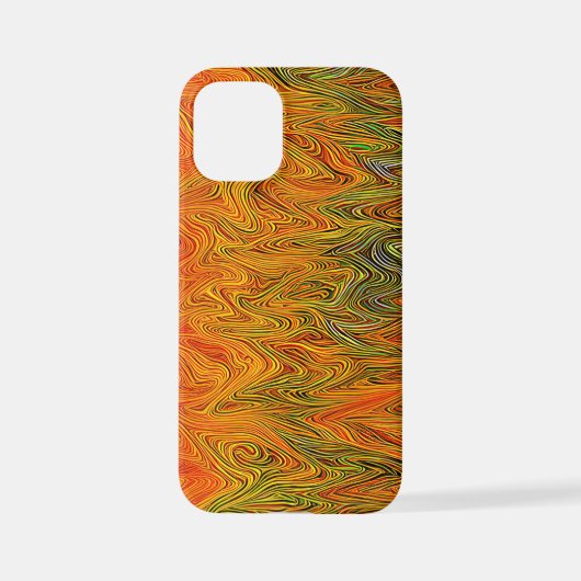 Coque iPhone 12 Mini "Tempête neurale" Orange jaune Abstrait (Verso)