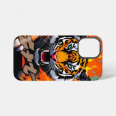 Coque iPhone 12 Mini Tigre animé en flammes (Verso Horizontal)