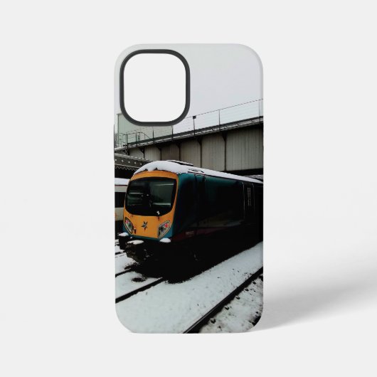 Coque iPhone 12 Mini Train jaune et turquoise (Verso)