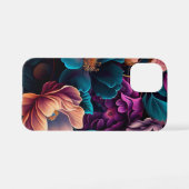 Coque iPhone 12 Mini Turquoise Purple Peach Fleurs sauvages AI Art (Verso Horizontal)