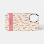 Coque iPhone 12 Mini Typographie de script aquarelle feuilles rose beig (Verso Horizontal)