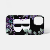COQUE iPhone 12 MINI TYPOGRAPHIE FLORALE PURPLE NOIR PERSONNALISÉE (Verso Horizontal)