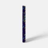 Coque iPhone 12 Mini Un étui pour iPhone vibrant avec un fond bleu fonc (Côté gauche)