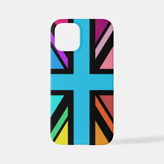 Coque iPhone 12 Mini Union Jack/Drapeau Multicolore+Noir (Verso)