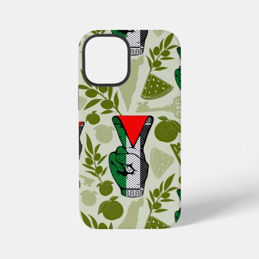 Coque iPhone 12 Mini Victory Sign Hand Resistance Red Triangle Symbol (Verso)