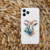 Coque iPhone 12 Mini Vivid Portrait de chèvre arc-en-ciel