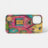 Coque iPhone 12 Mini Whimsical Folk Art Houses (Verso Horizontal)