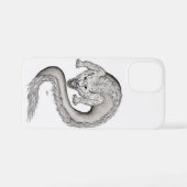 Coque iPhone 12 Mini Wolfdragon design noir et blanc (Verso Horizontal)