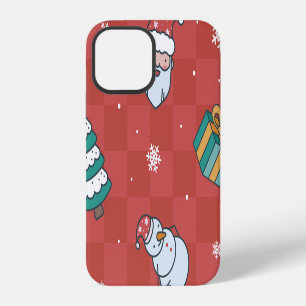 Coque iPhone 12 Minimaliste Noël : conception transparente rouge.