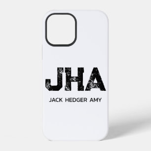 COQUE iPhone 12 MINIMALISTE NOIR MONOGRAMME À TROIS LETTRES NOM BL