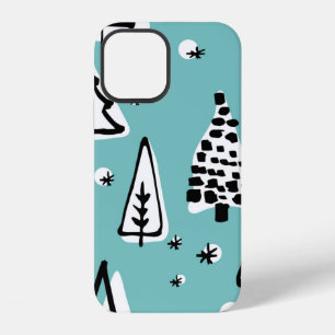 Coque iPhone 12 Modèle scandinave sans couture d'arbre de Noël ha