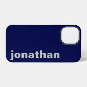 Coque iPhone 12 Moderne Monogramme Bleu Nuit (Verso Horizontal)