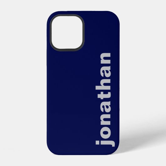 Coque iPhone 12 Moderne Monogramme Bleu Nuit (Verso)