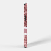 Coque iPhone 12 Mon nom Coeurs blancs sur Or Rose (Côté droit)