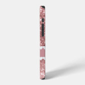 Coque iPhone 12 Mon nom Coeurs blancs sur Or Rose (Côté gauche)