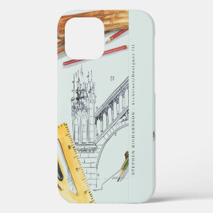 Coque iPhone 12 Monogramme aquarelle d'ingénieur architecte