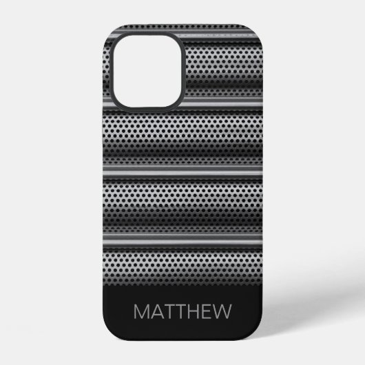 Coque iPhone 12 Monogramme Argent Moderne (Verso)