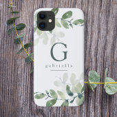 Coque iPhone 12 Monogramme botanique d'eucalyptus