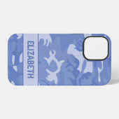 Coque iPhone 12 Monogramme Camouflage Bleu (Verso Horizontal)
