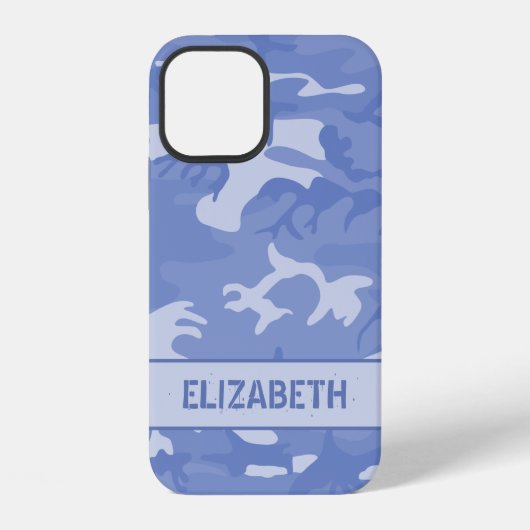 Coque iPhone 12 Monogramme Camouflage Bleu (Verso)