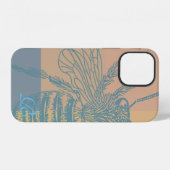 Coque iPhone 12 Monogramme d'abeille bleu chic (Verso Horizontal)