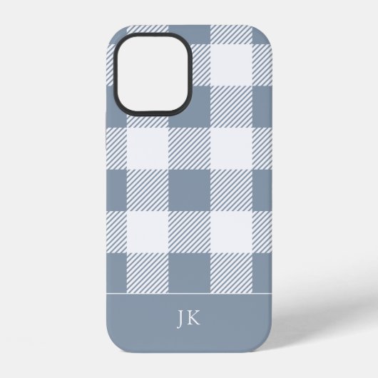 Coque iPhone 12 Monogramme de Motif bleu roux (Verso)